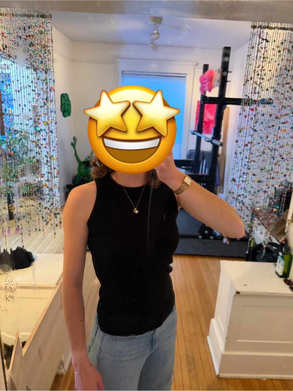 Mijeong Park Black Rib Knit Tank Top